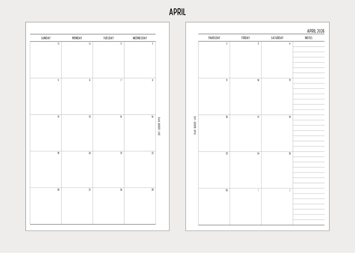 Monthly Calendar Spreads (2026)
